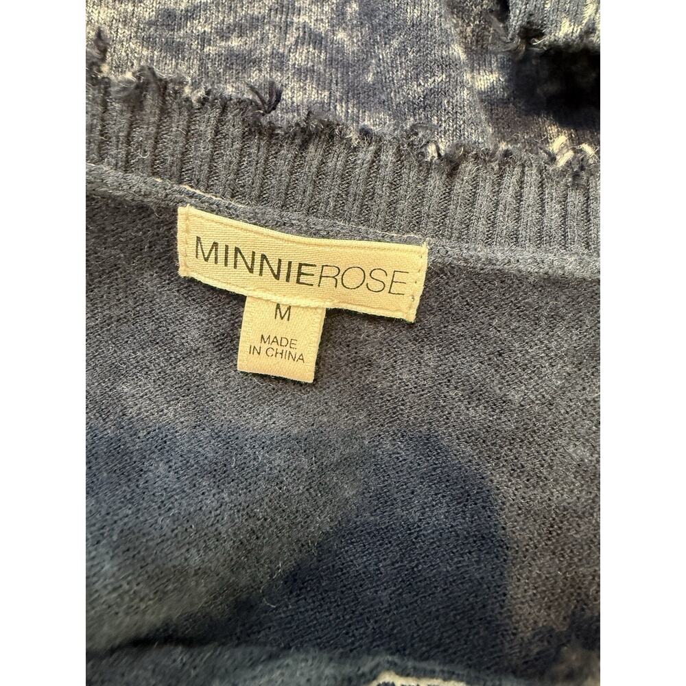 Minnie Rose Cotton Cashmere Frayed Tank Top Women's M Blue Grunge Distressed - Picture 4 of 7